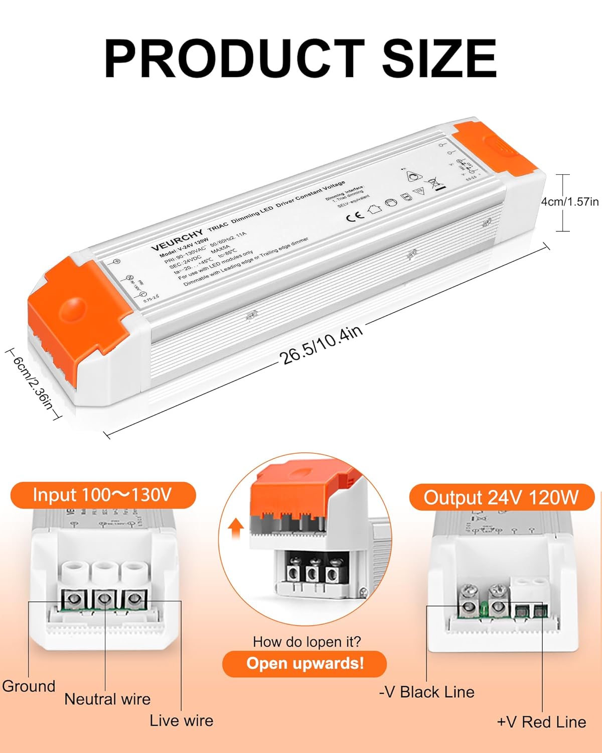120W 24V Dimmable LED Driver – Triac Dimmable Power Supply Compatible with Lutron & Leviton Dimmer Switches