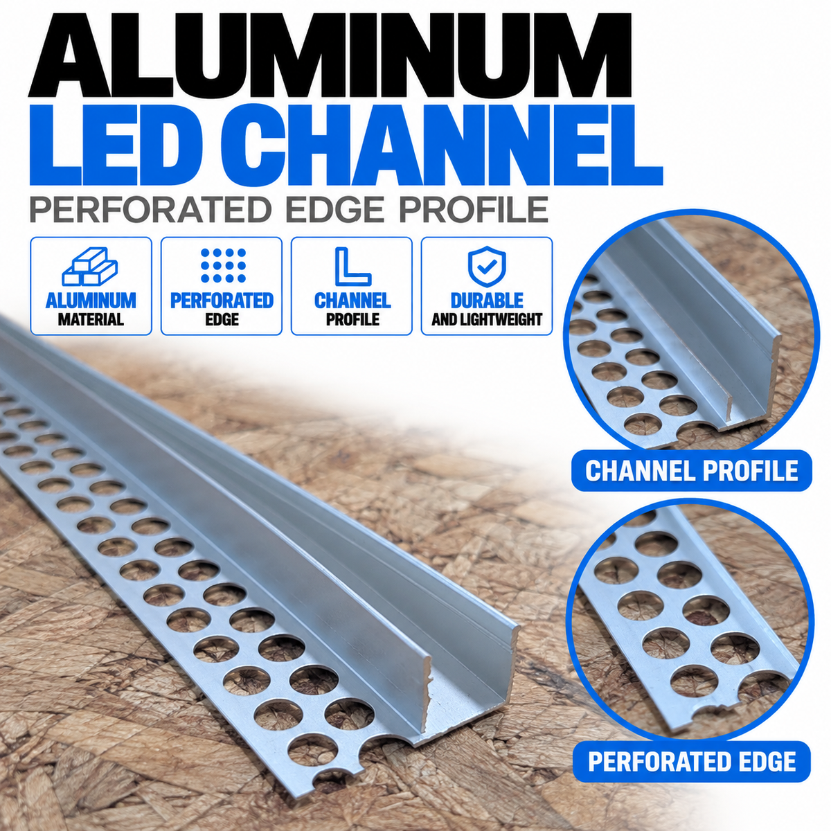 Aluminum LED Channel with Perforated Edge Profile