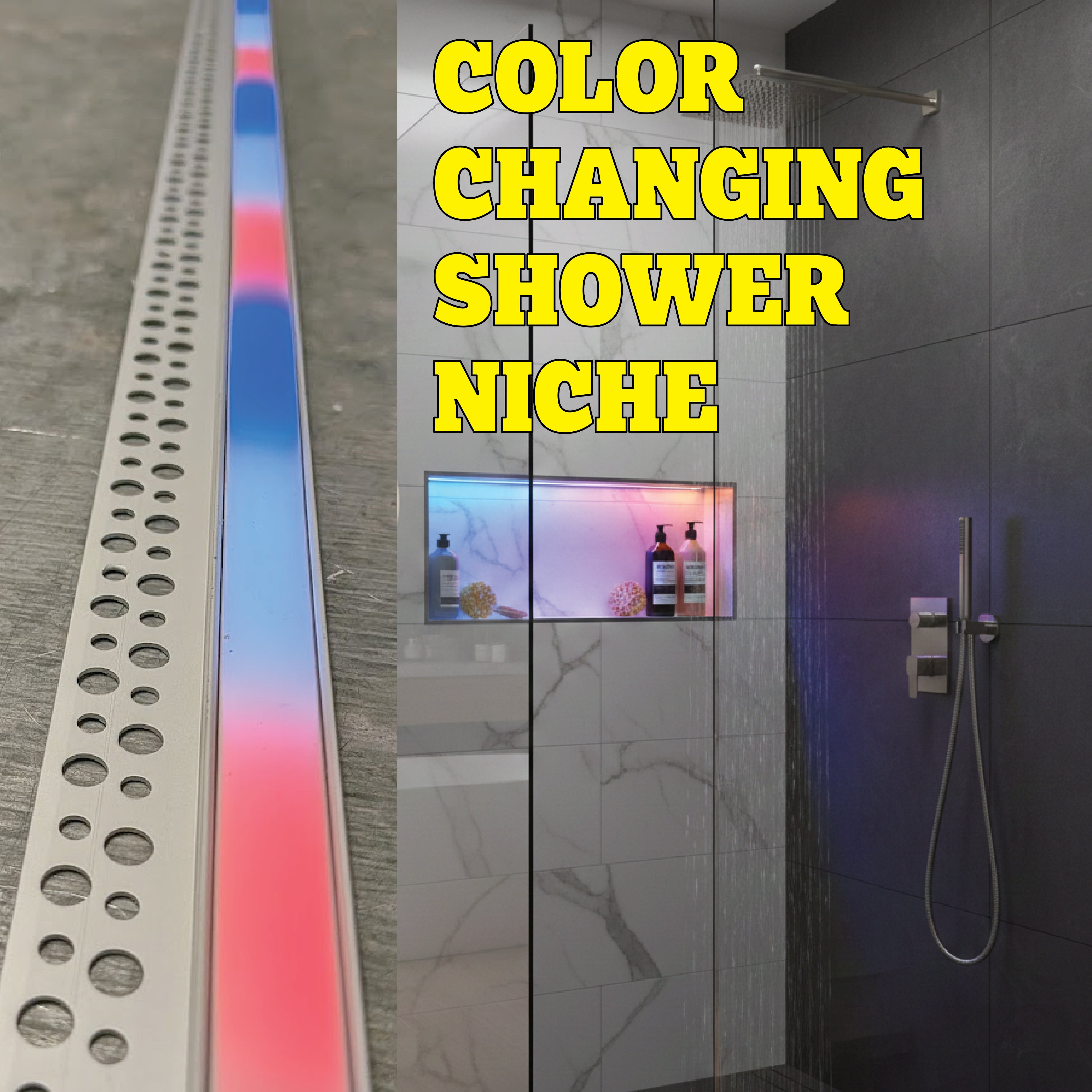 RGB (Color Changing) - Shower Niche Lighting Installation Kit - Made to Order