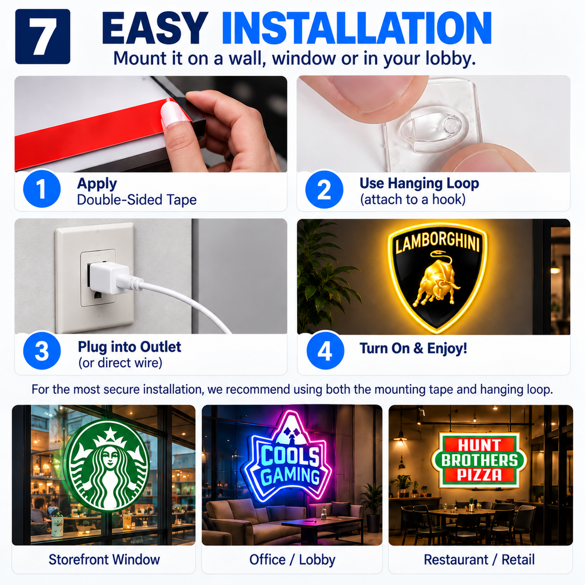 Custom 3D LED Logo Lightbox Sign – Personalized Business Sign with White or RGB Lighting