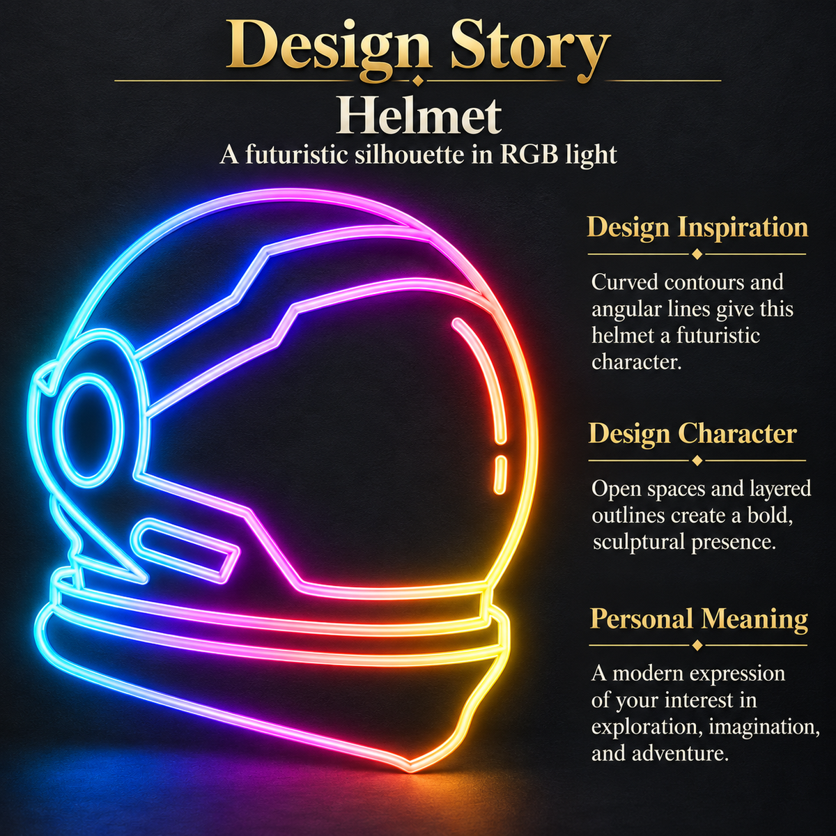 Futuristic Helmet RGB LED Wall Light — 24″