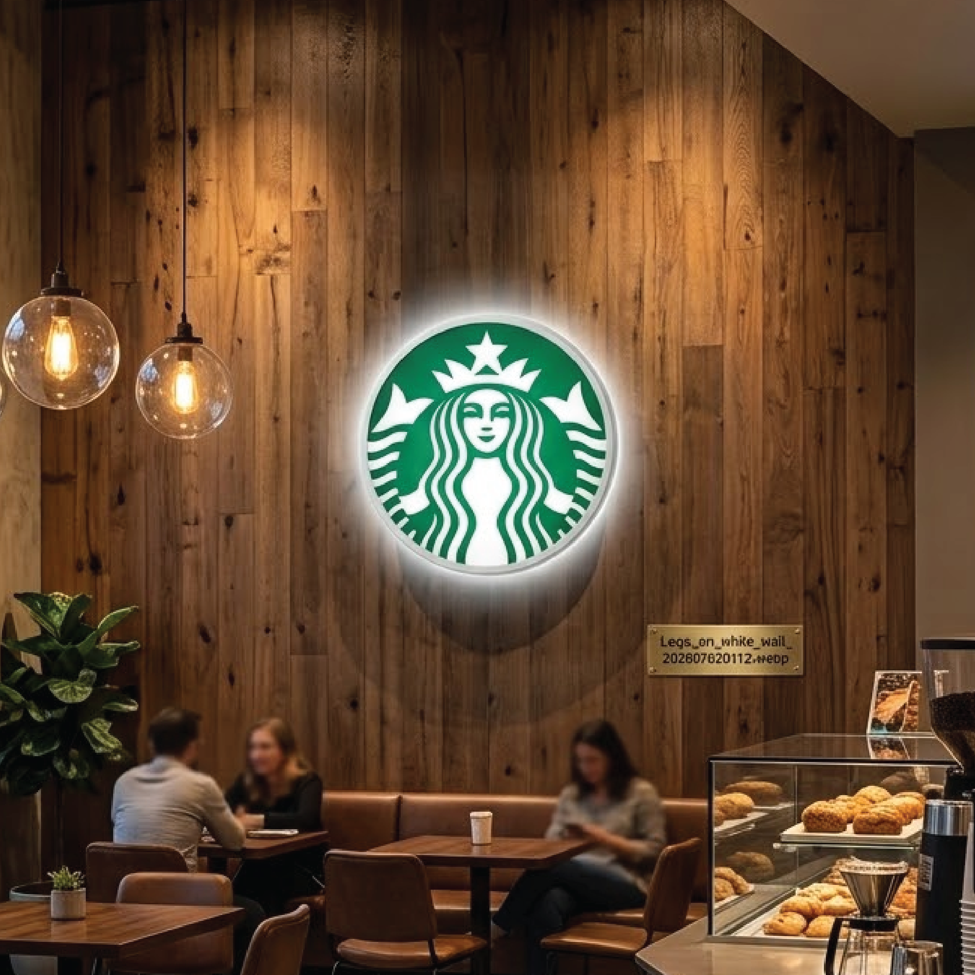 Custom LED Lightbox Sign - Solid Circular Disc Shape - Indoor Face & Side Illuminated Custom Business Cafe Logo
