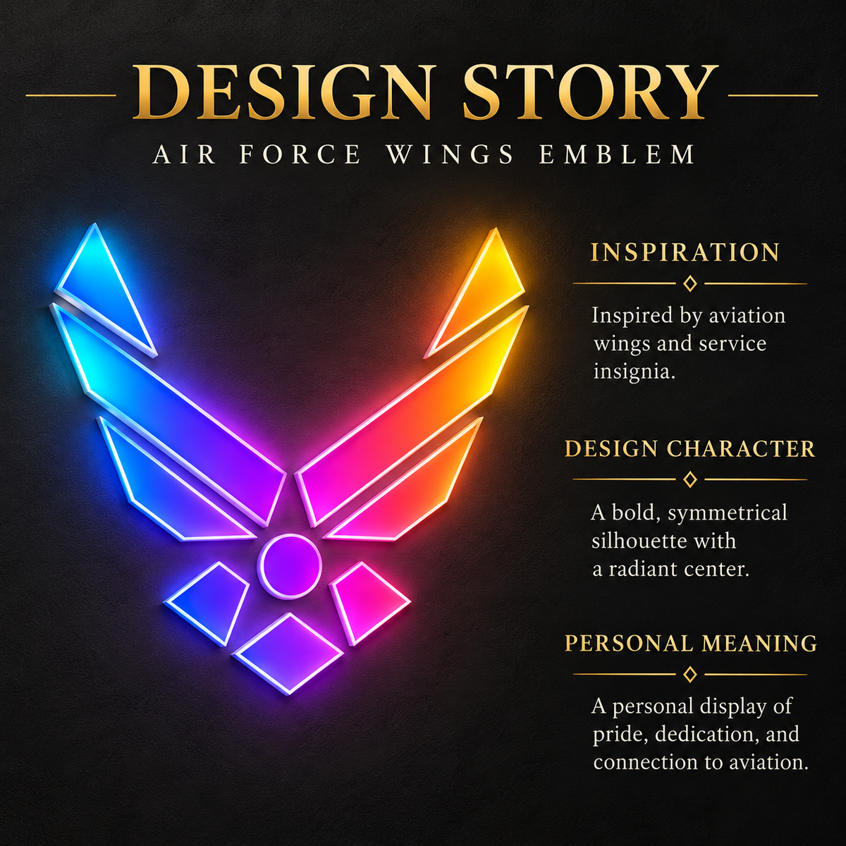 Air Force Wings Emblem RGB LED Wall Art — Approx. 27″