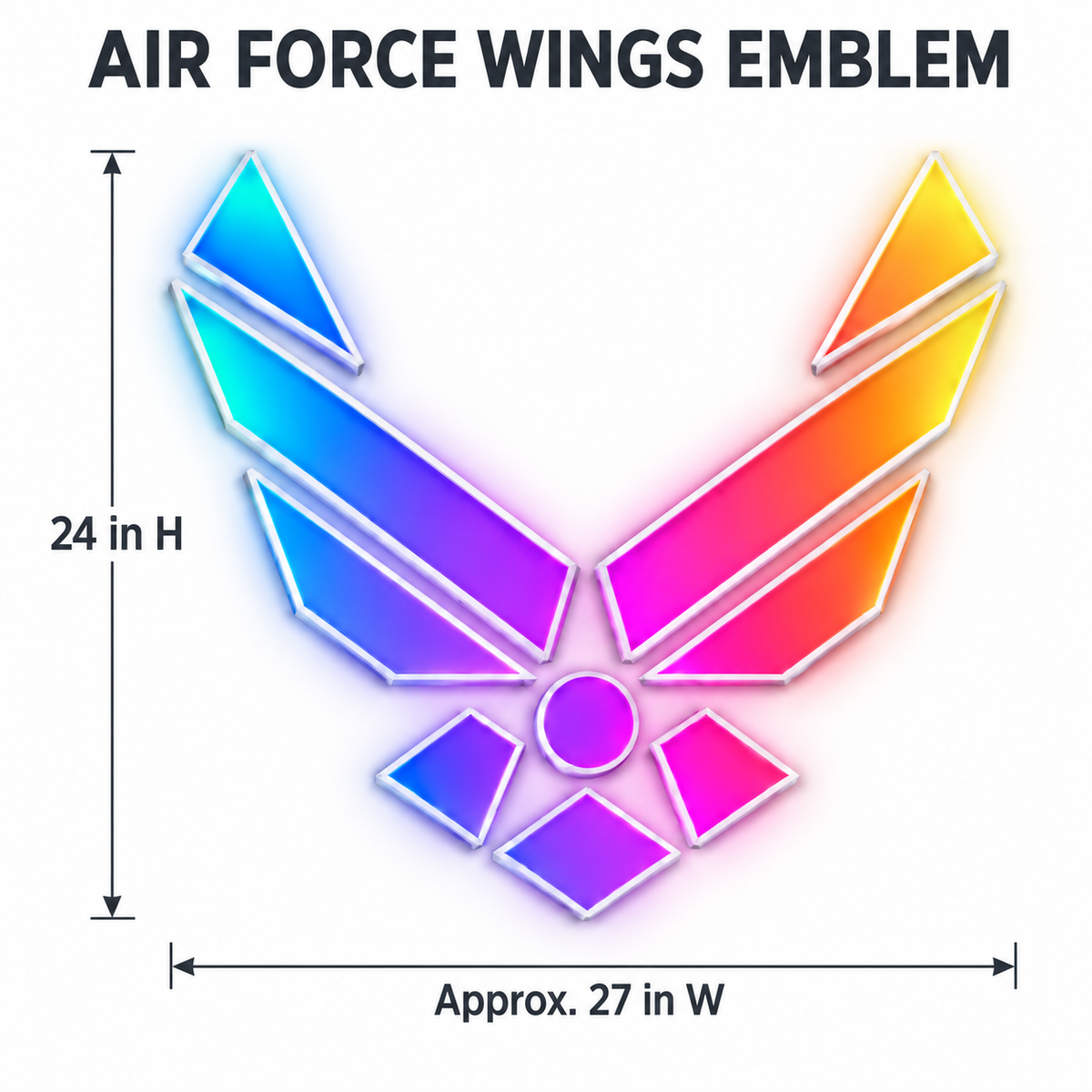 Air Force Wings Emblem RGB LED Wall Art — Approx. 27″
