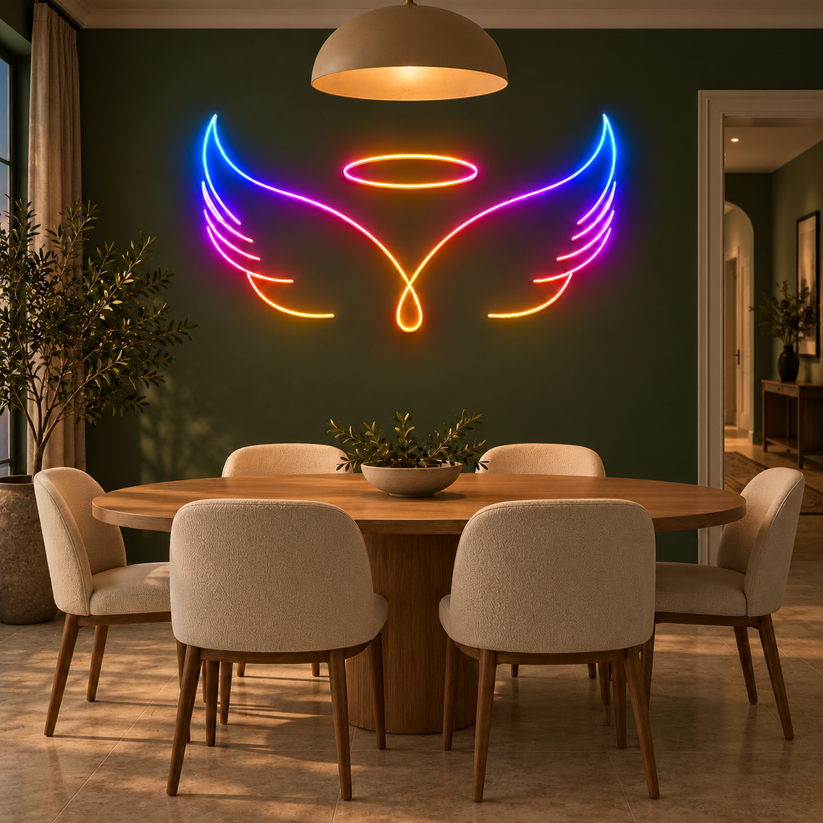 Angel Wings & Halo RGB LED Wall Light — Approx. 40.4″