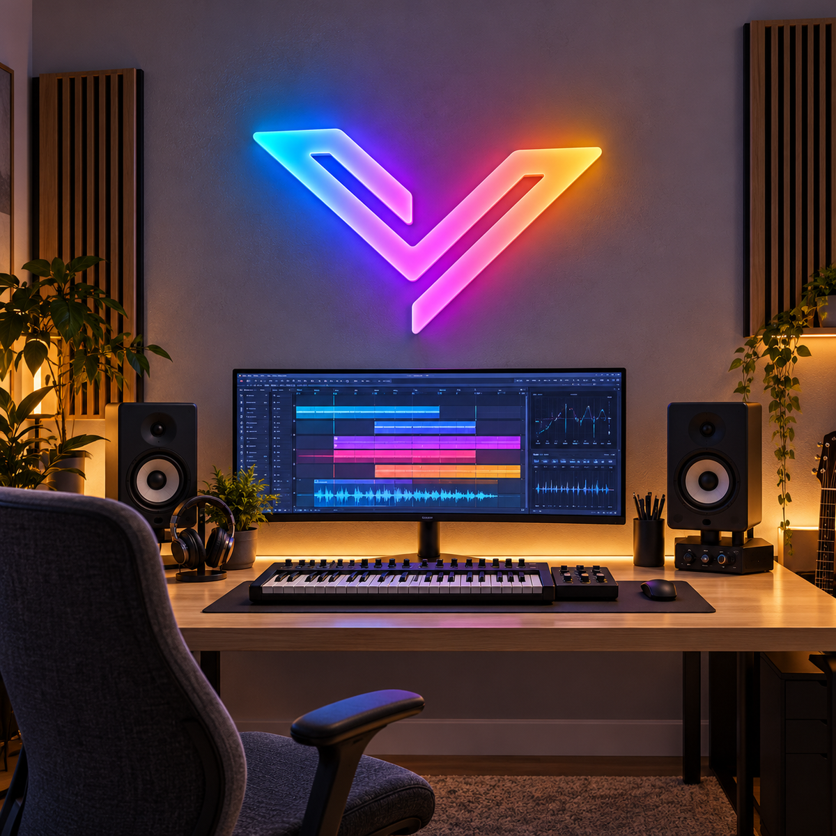 Angular RGB LED Wall Light — 24″