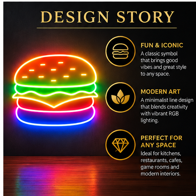 Classic Burger RGB LED Wall Light — 24″ Tall