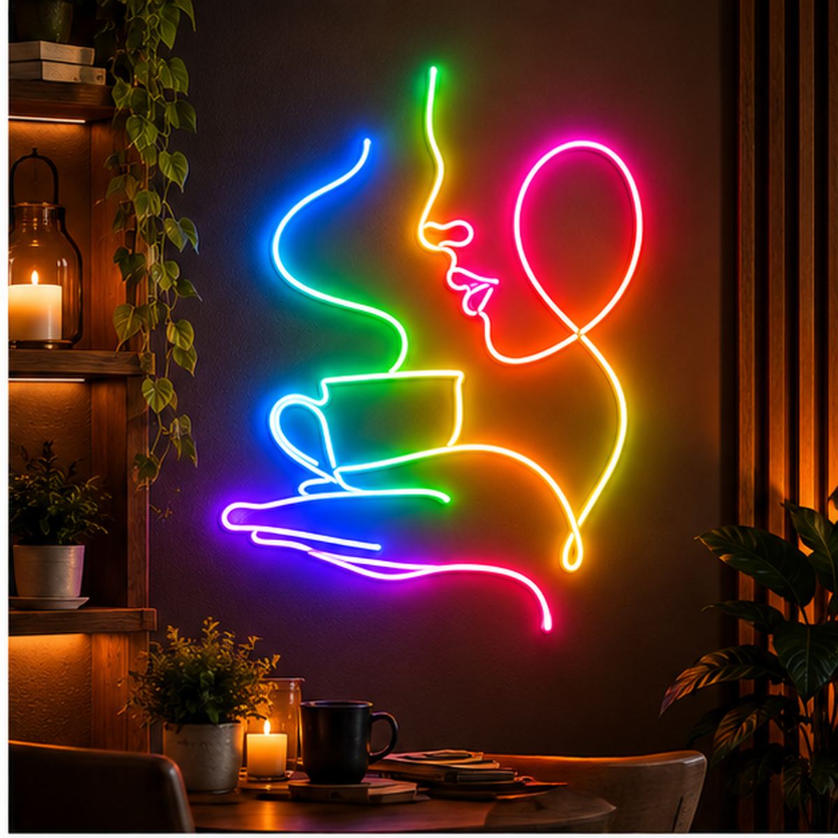 Coffee Break Silhouette RGB LED Wall Light — 24″ Tall