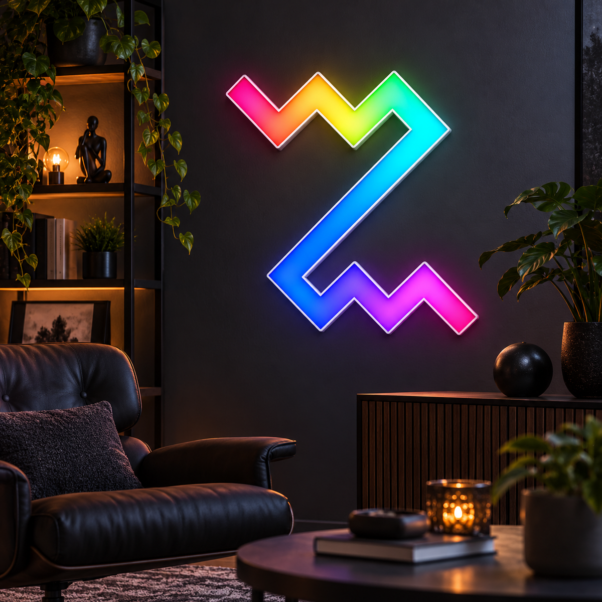 Connected Double Zigzag RGB LED Wall Light