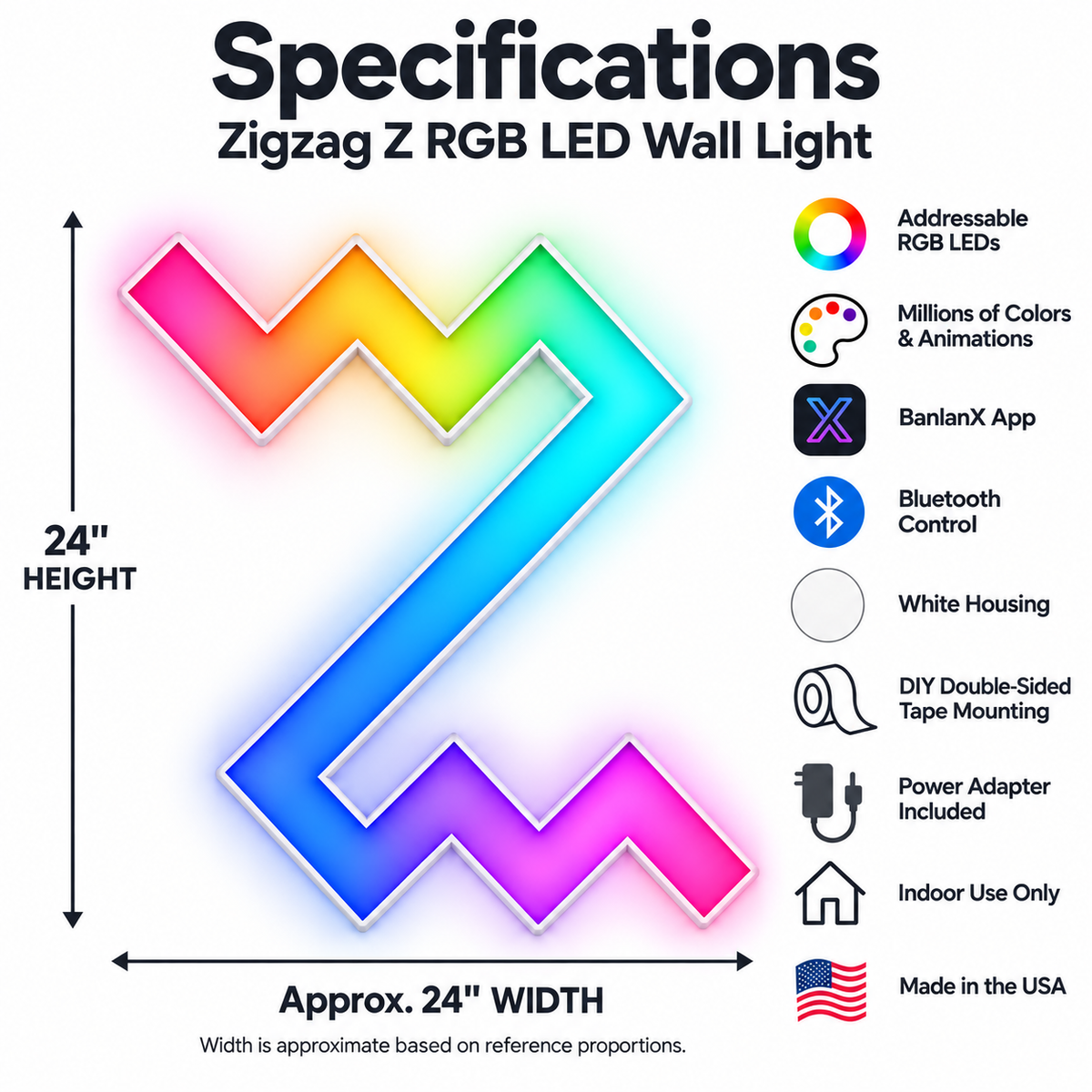 Connected Double Zigzag RGB LED Wall Light