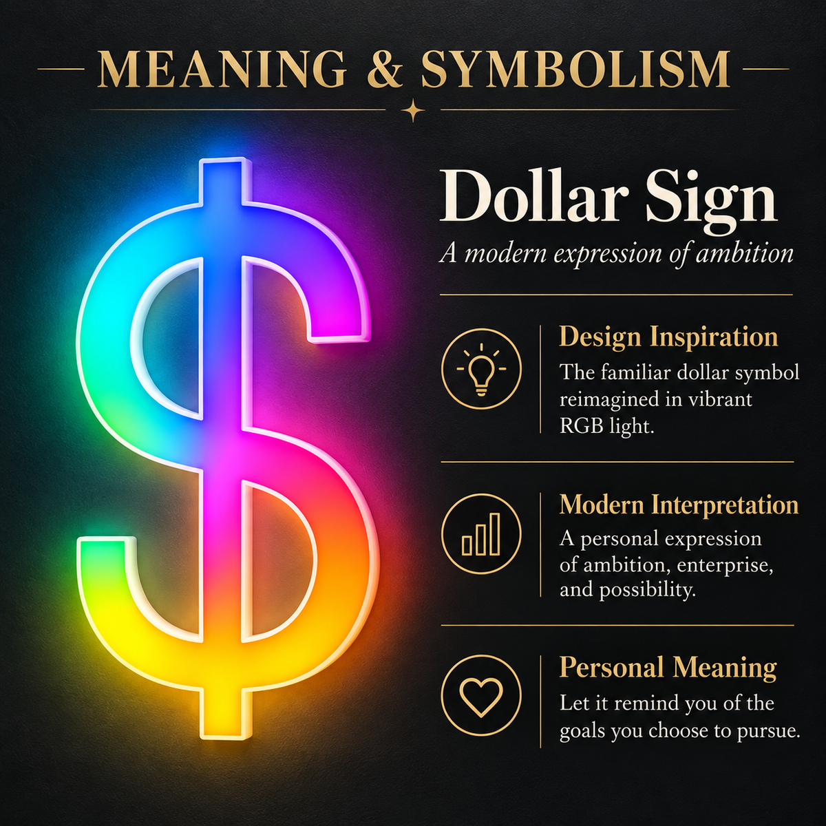 Dollar Sign RGB LED Wall Art — 24″