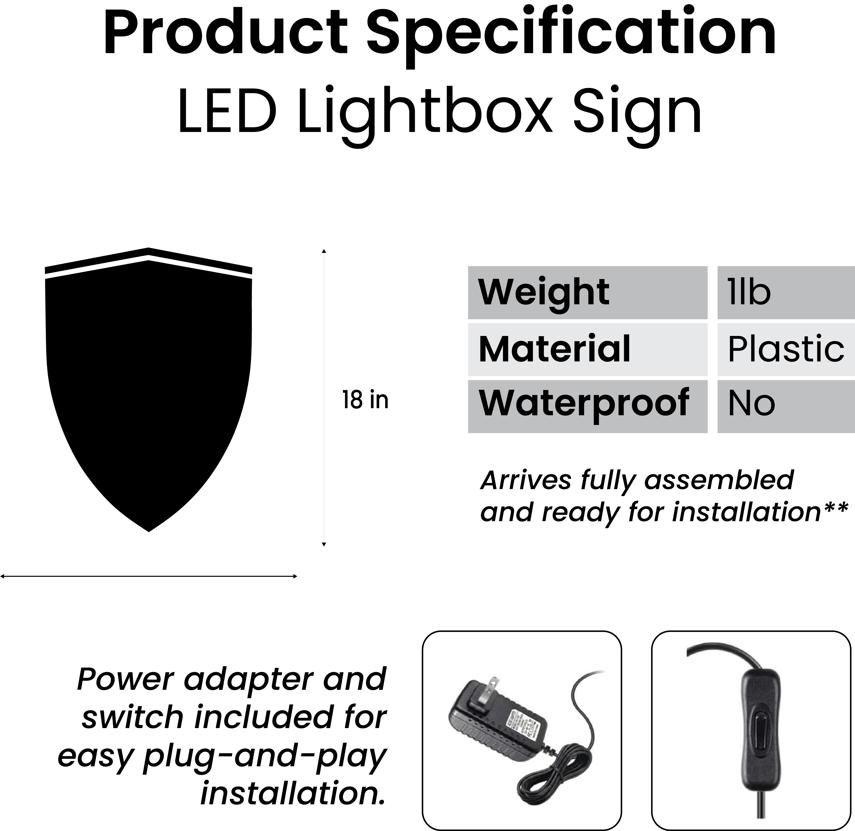Custom LED Lightbox Sign - Tall Shield Emblem Style - Indoor Face & Side-Illuminated Corporate & Retail Signage