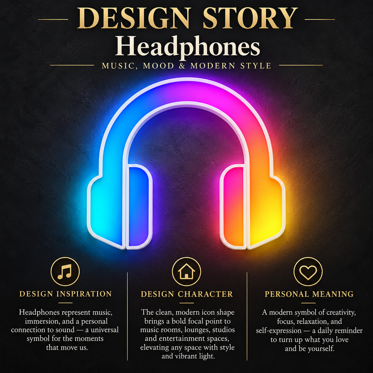 Headphones RGB LED Wall Light — 24″ Wide (Provisional)