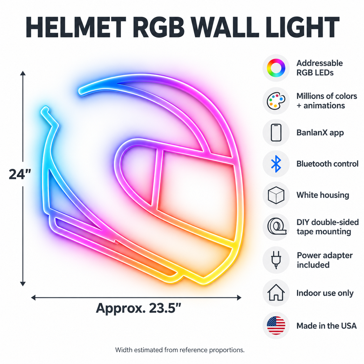 Helmet RGB LED Wall Light — 24″