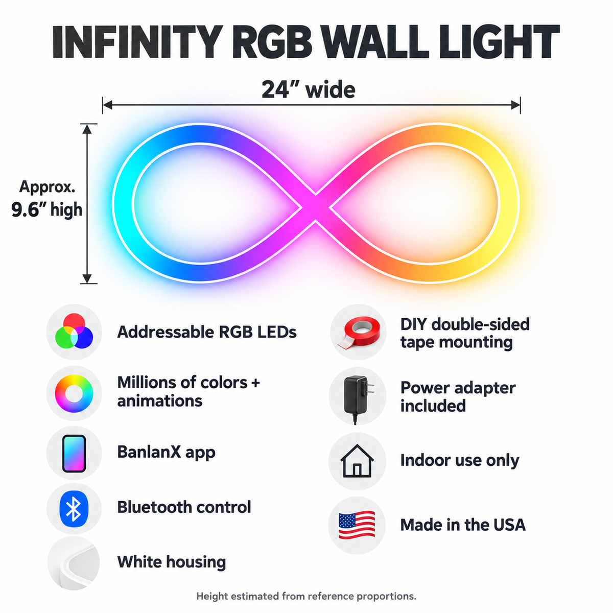 Infinity RGB LED Wall Light — 24″