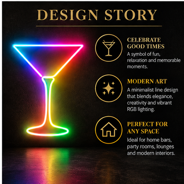 Martini Glass RGB LED Wall Light — 24″ Tall