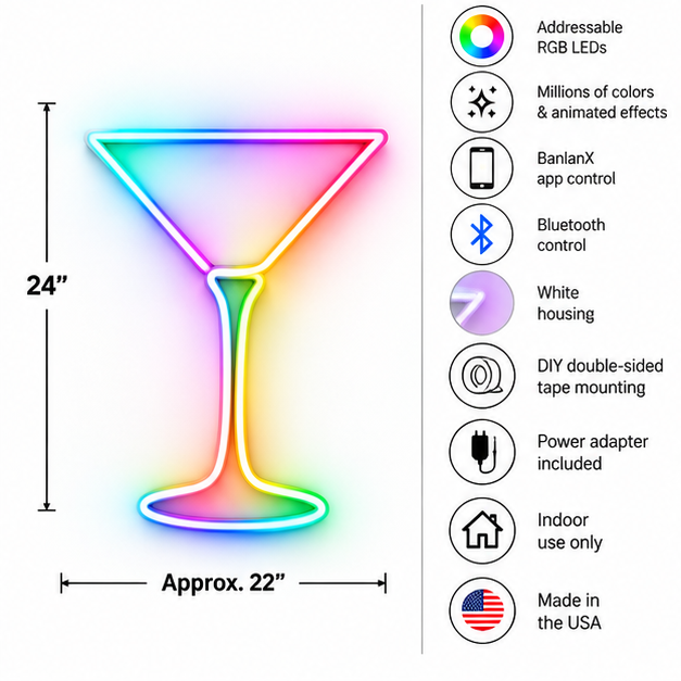 Martini Glass RGB LED Wall Light — 24″ Tall