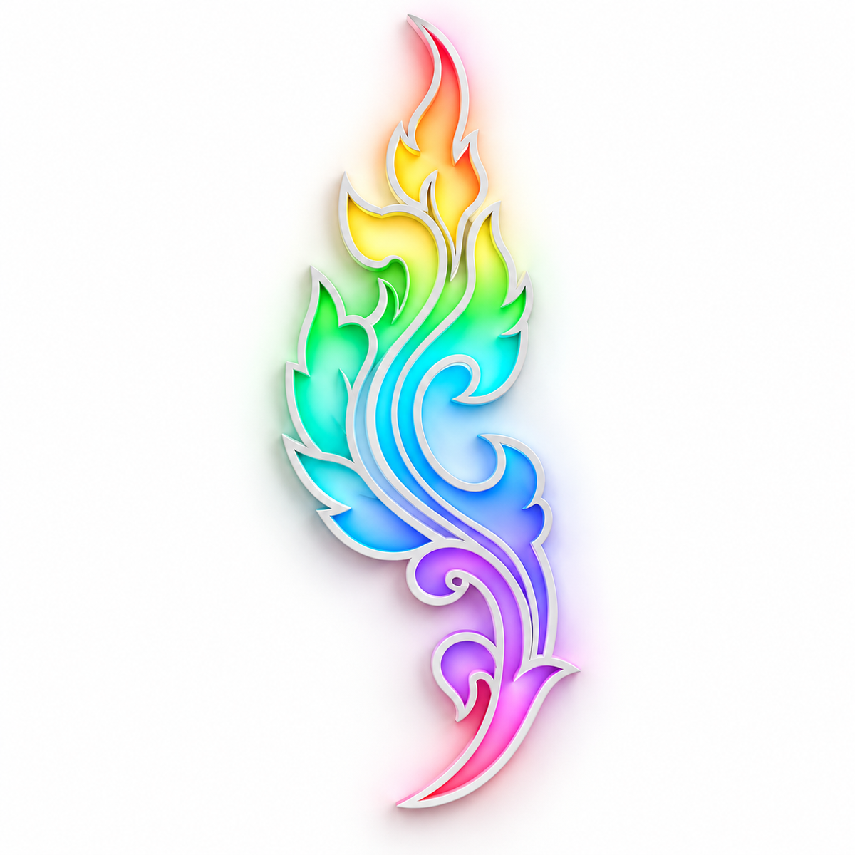 Ornamental Flame RGB LED Wall Art — 24″ Tall