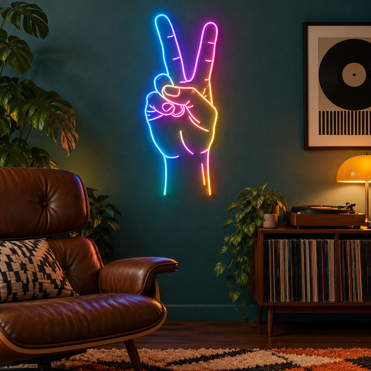 Peace Hand RGB LED Wall Light — 24″