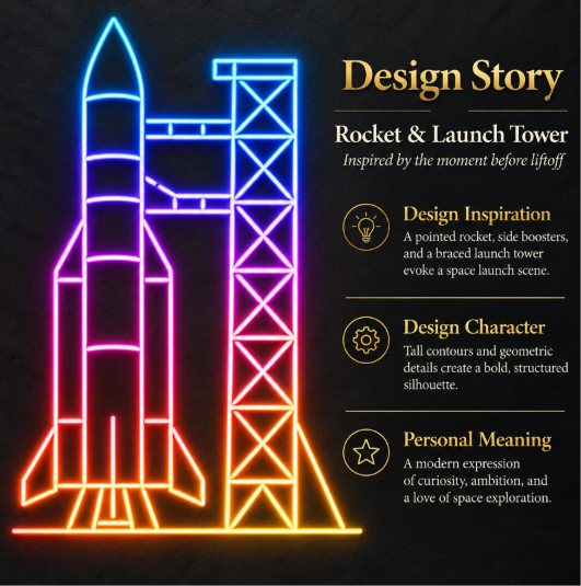 Rocket & Launch Tower RGB LED Wall Light — 24″