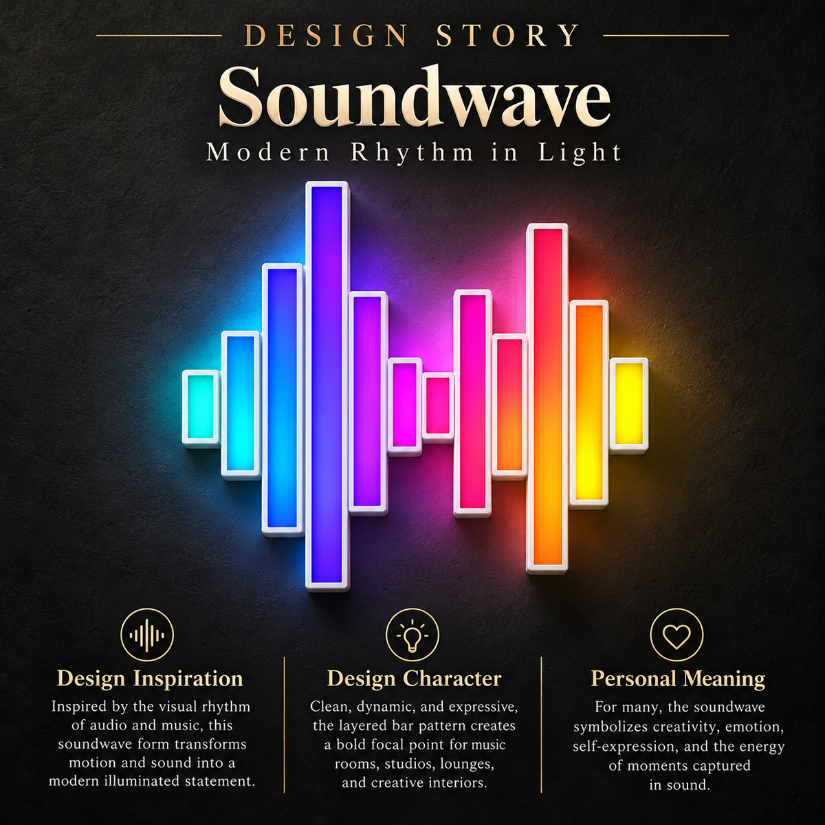 Soundwave Equalizer RGB LED Wall Light — 24″ Wide