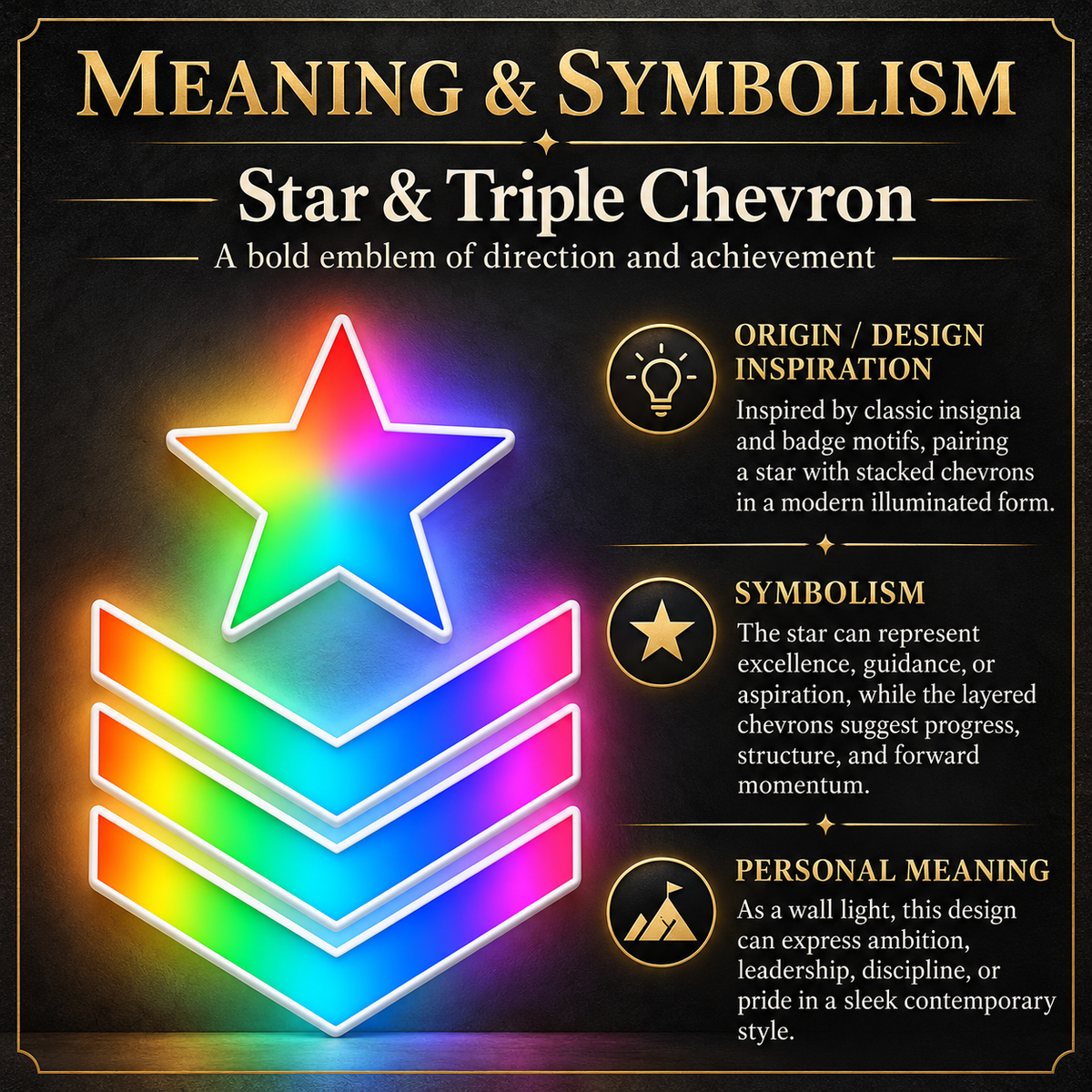 Star & Triple Chevron RGB LED Wall Light — 24″ Tall