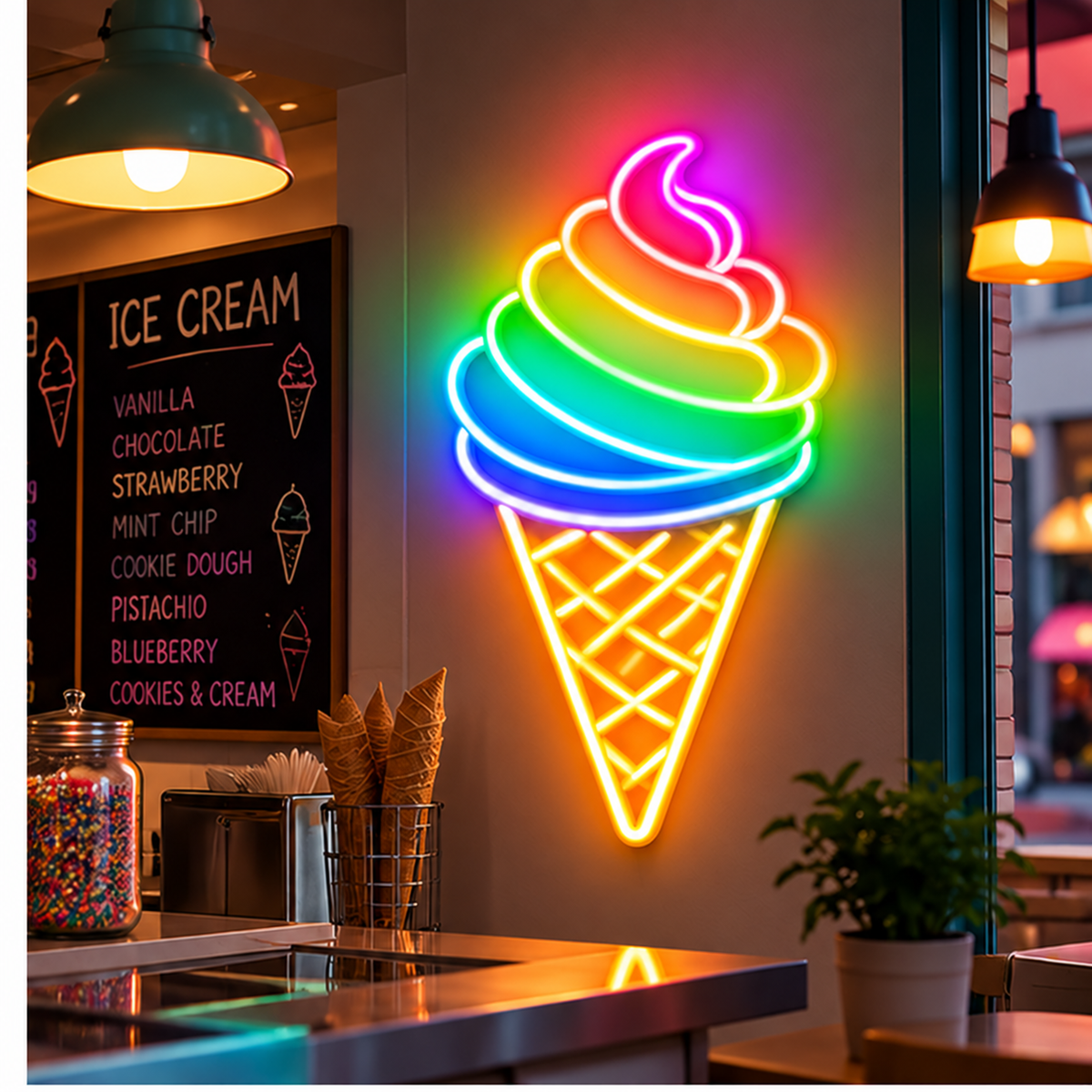 Swirled Ice Cream Cone RGB LED Wall Light — 24″ Tall