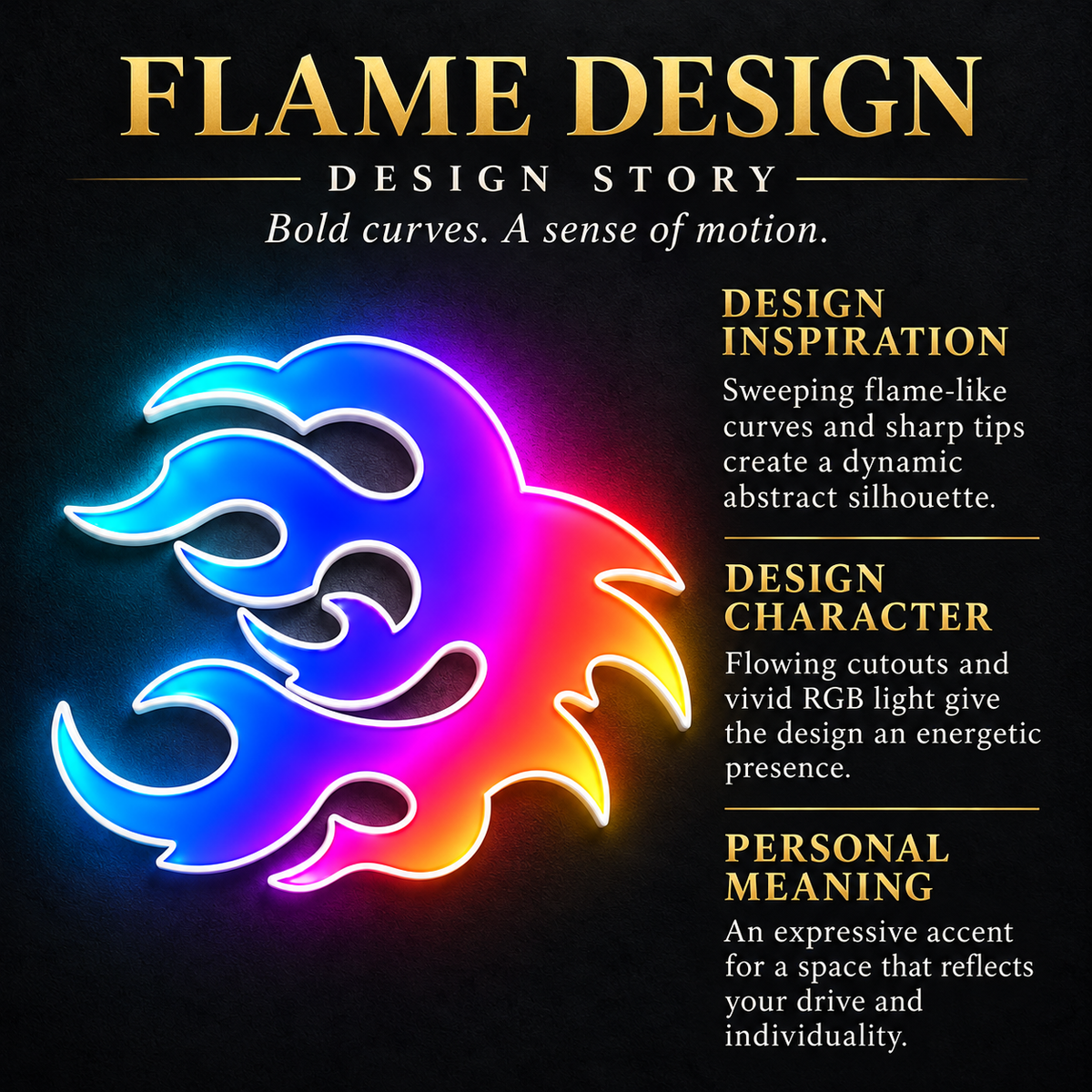 Tribal Flame RGB LED Wall Art — 24″