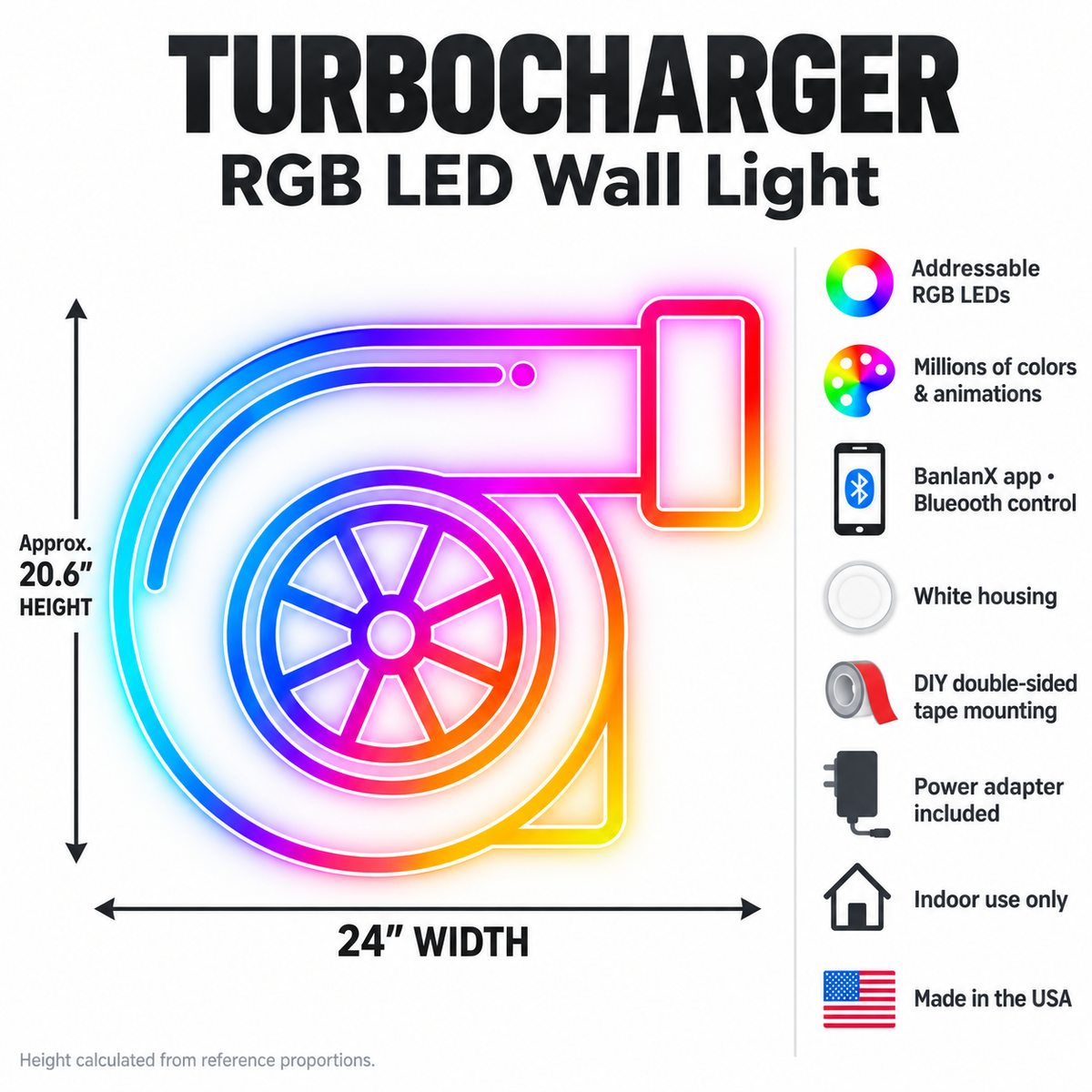 Turbocharger RGB LED Wall Light — 24″