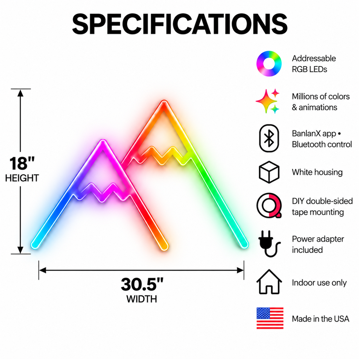 Twin Mountain Peaks RGB LED Wall Light