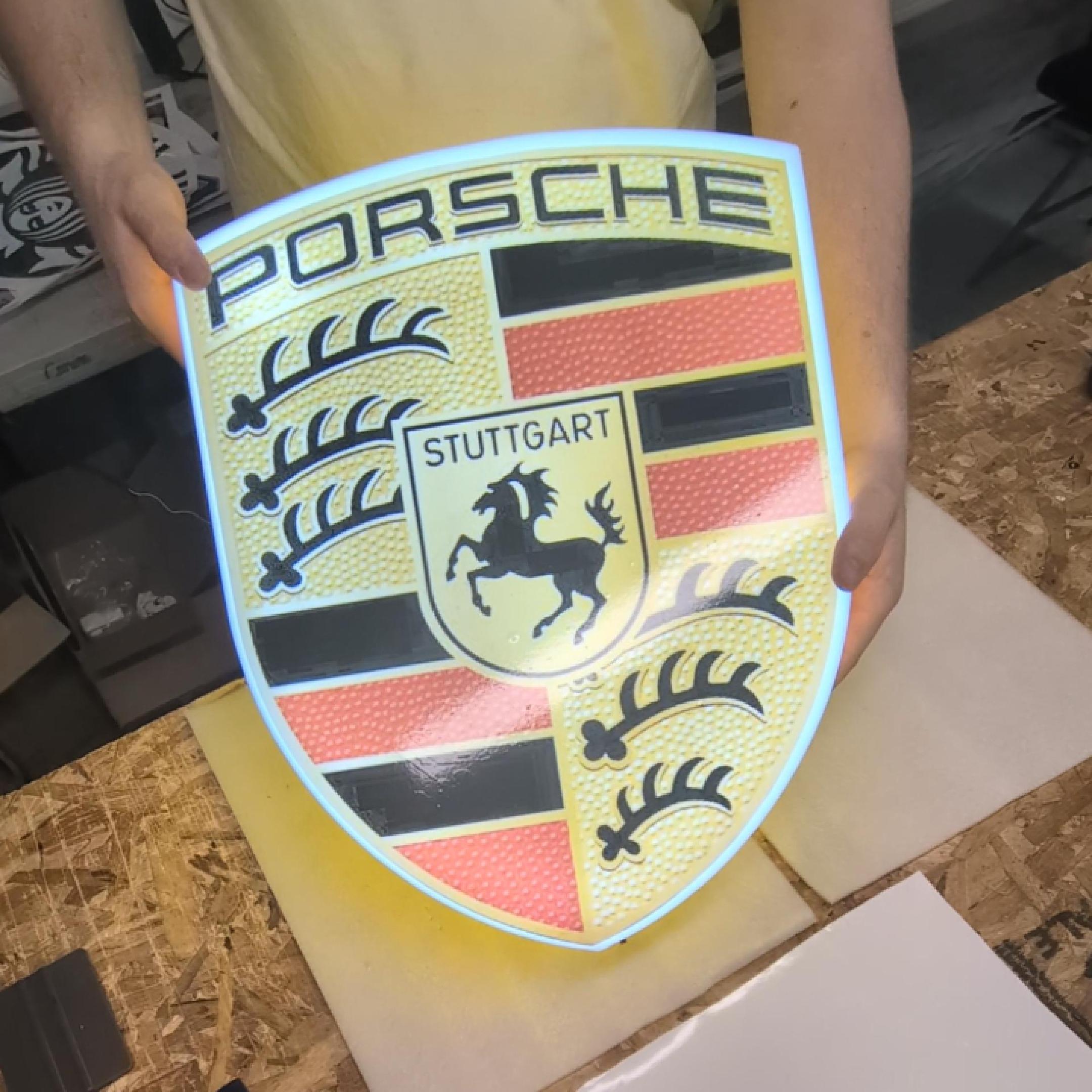 Porsche LED Lightbox Sign – Custom Illuminated Wall Decor