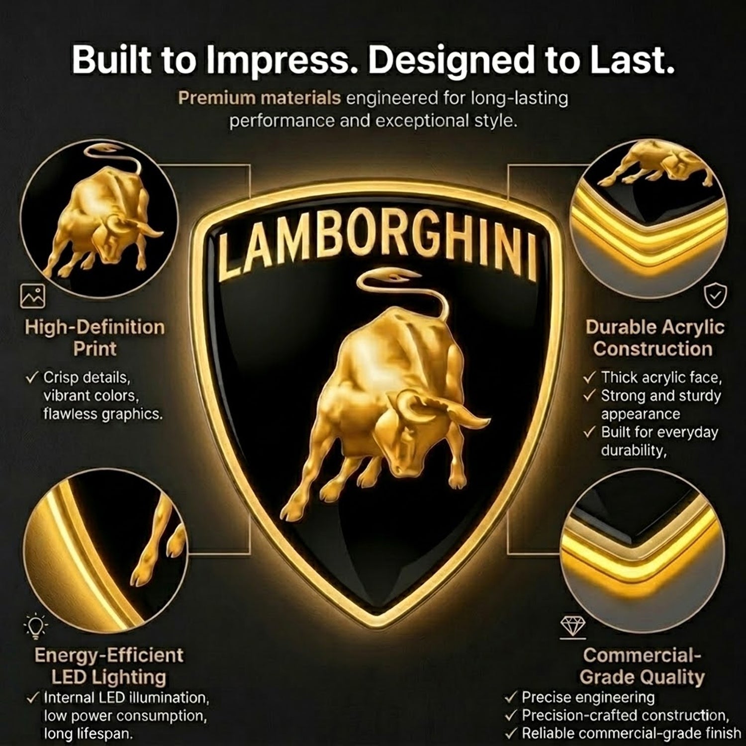 Premium LED Wall Sign | Luxury Automotive Inspired Wall Decor