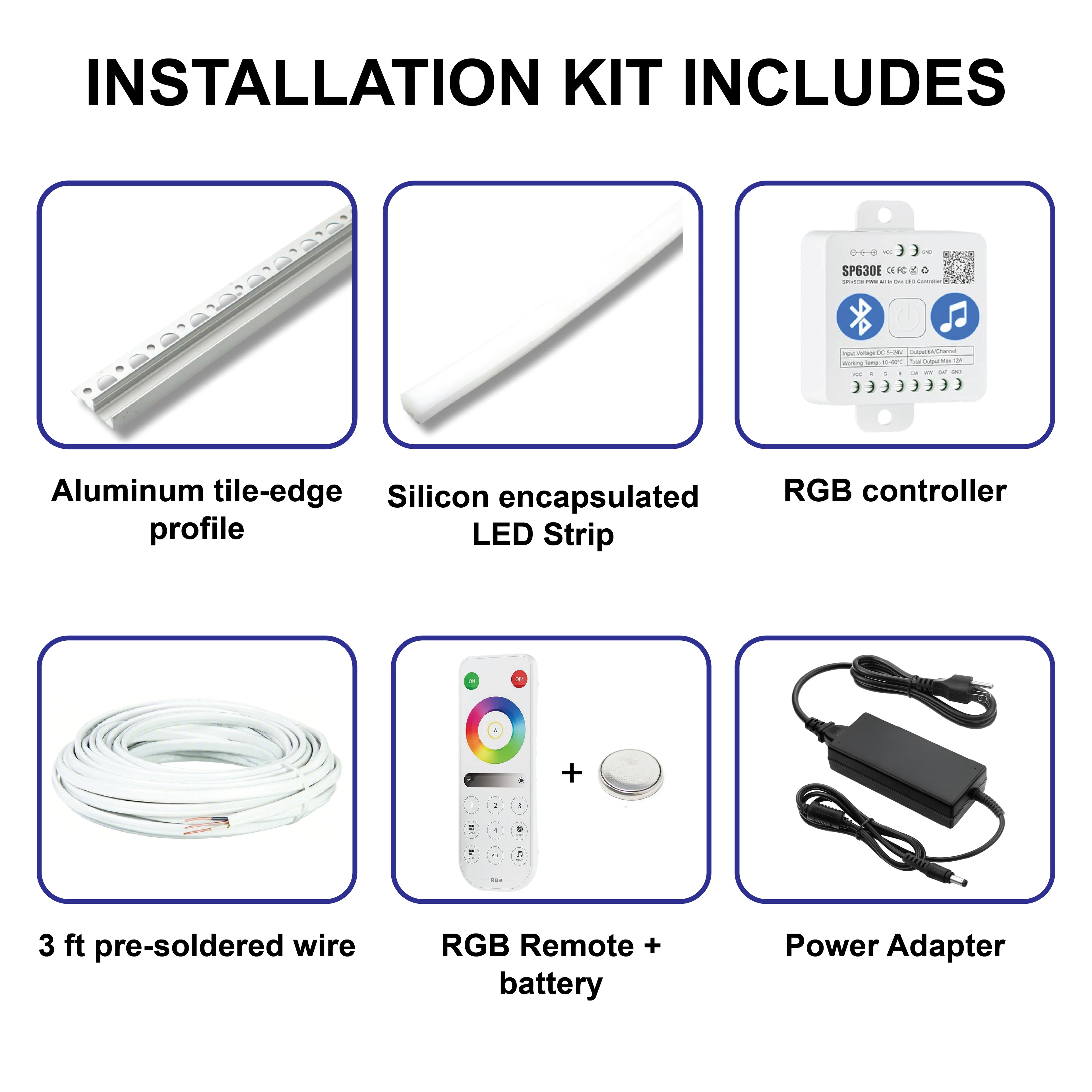 RGB (Color Changing) - Shower Niche Lighting Installation Kit - Made to Order