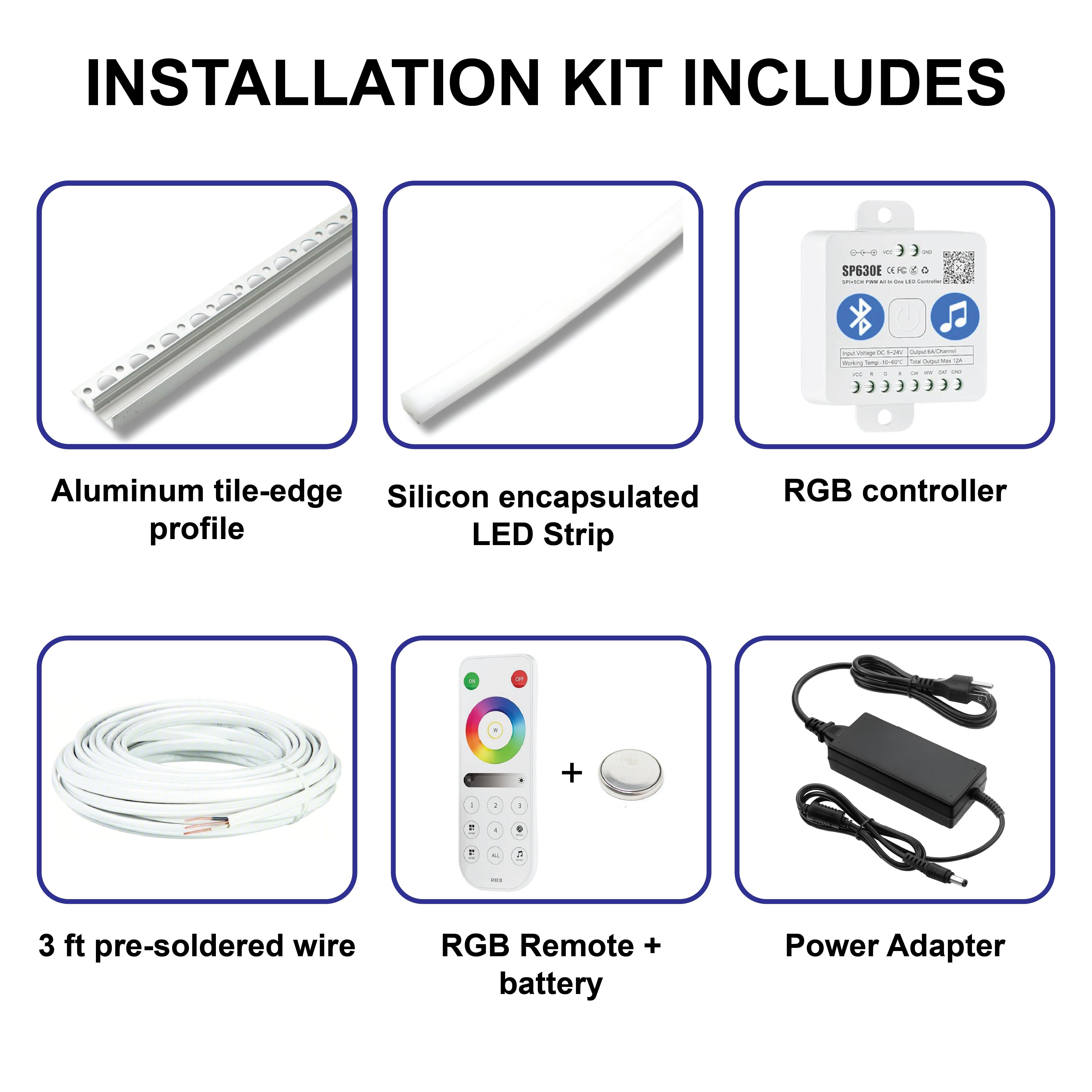 RGB (Color Changing) - Shower Niche Lighting Installation Kit - Made to Order