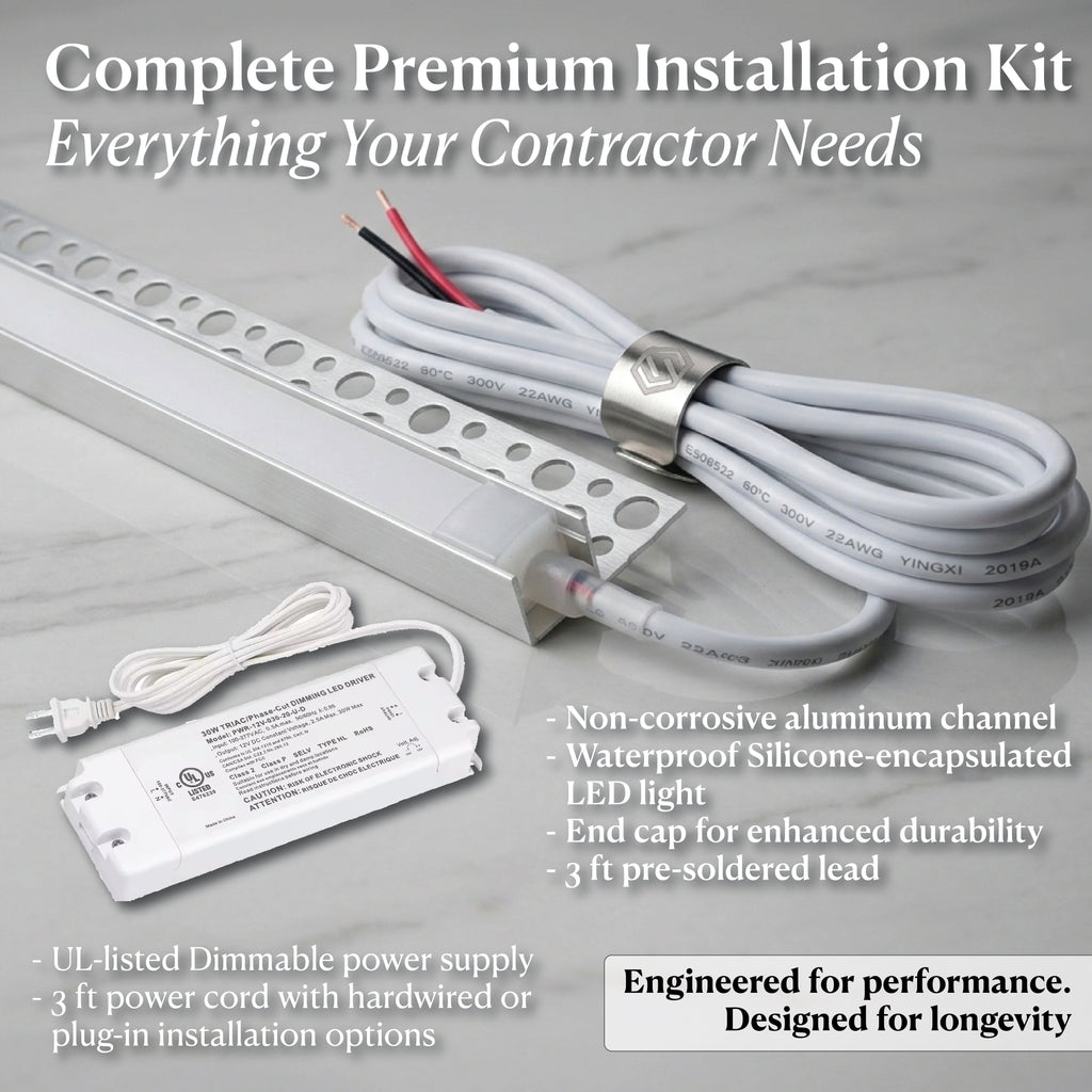 3000K Warm White - Shower Niche Lighting Installation Kit – Made to Order