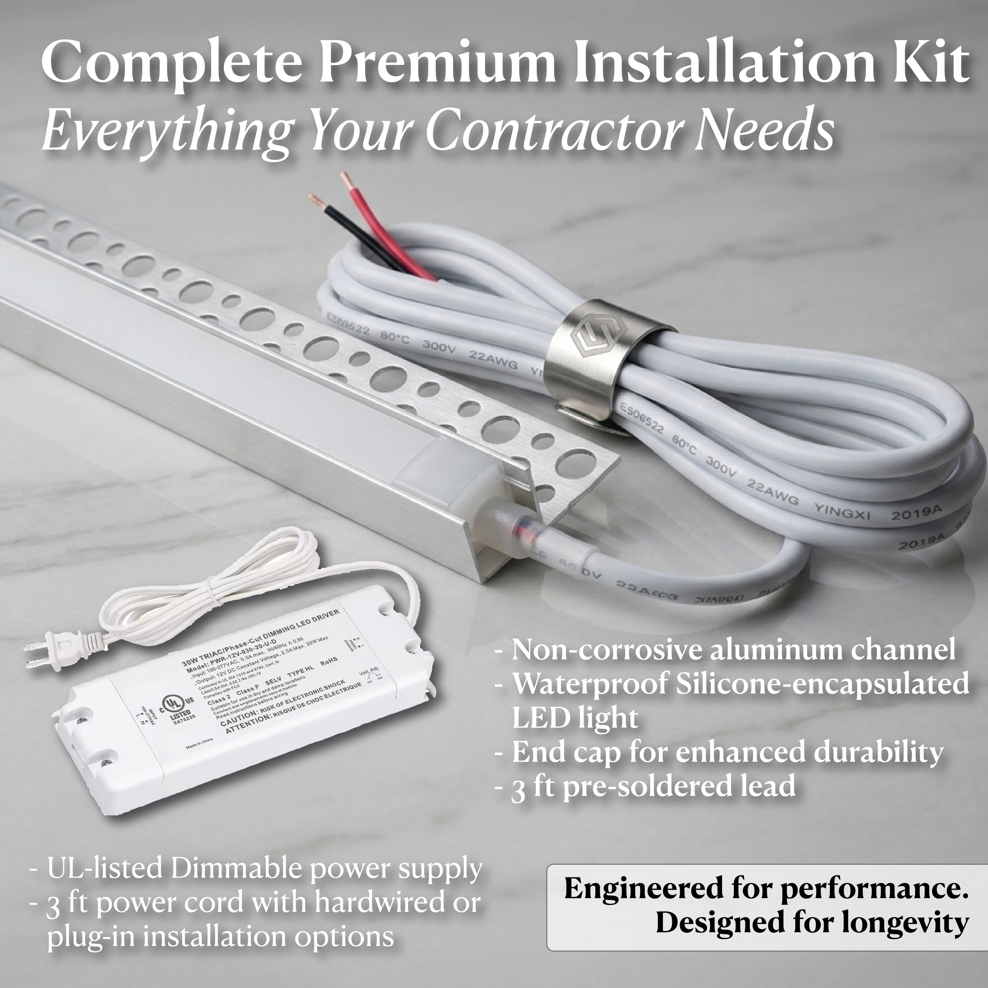 3000K Warm White - Shower Niche Lighting Installation Kit – Made to Order