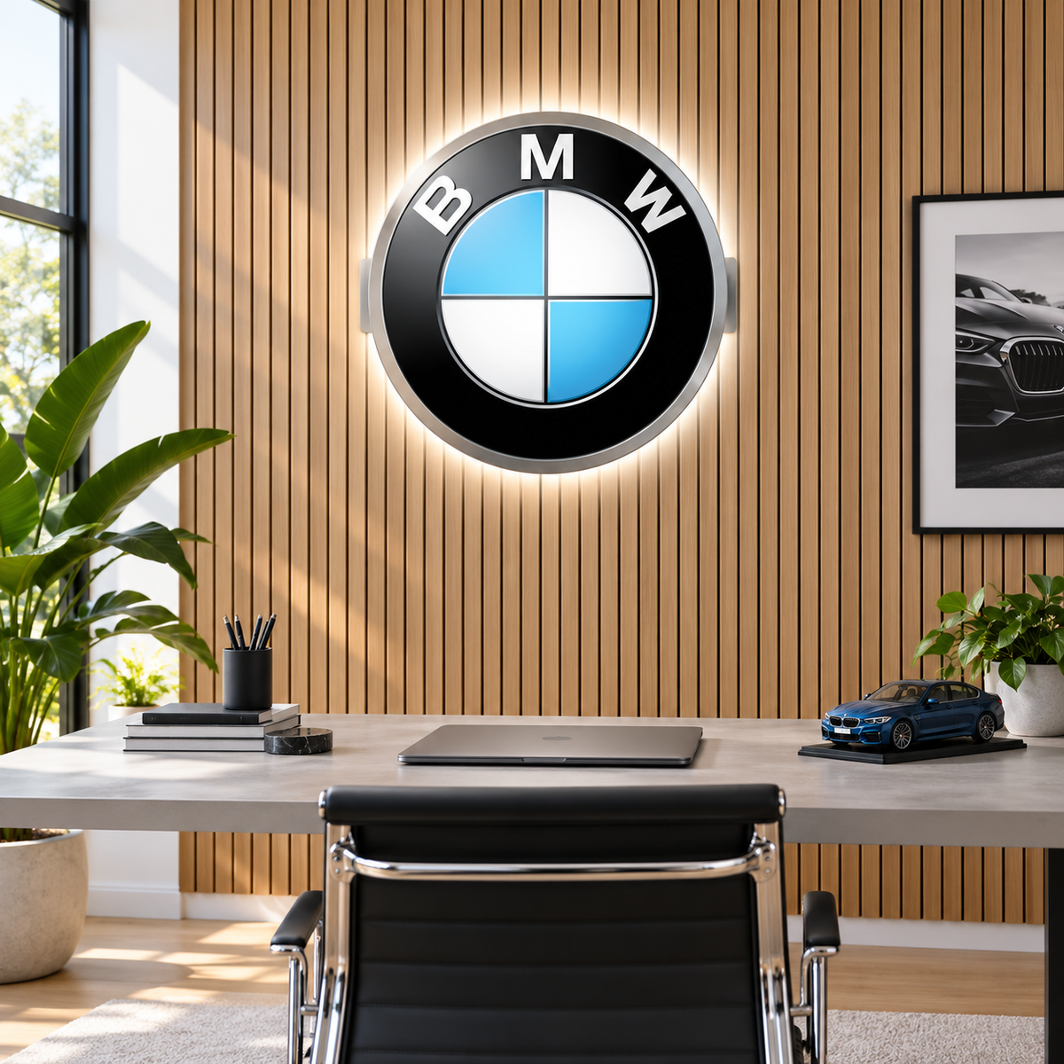 18″ BMW Round LED Wall Sign – Face & Side Lit