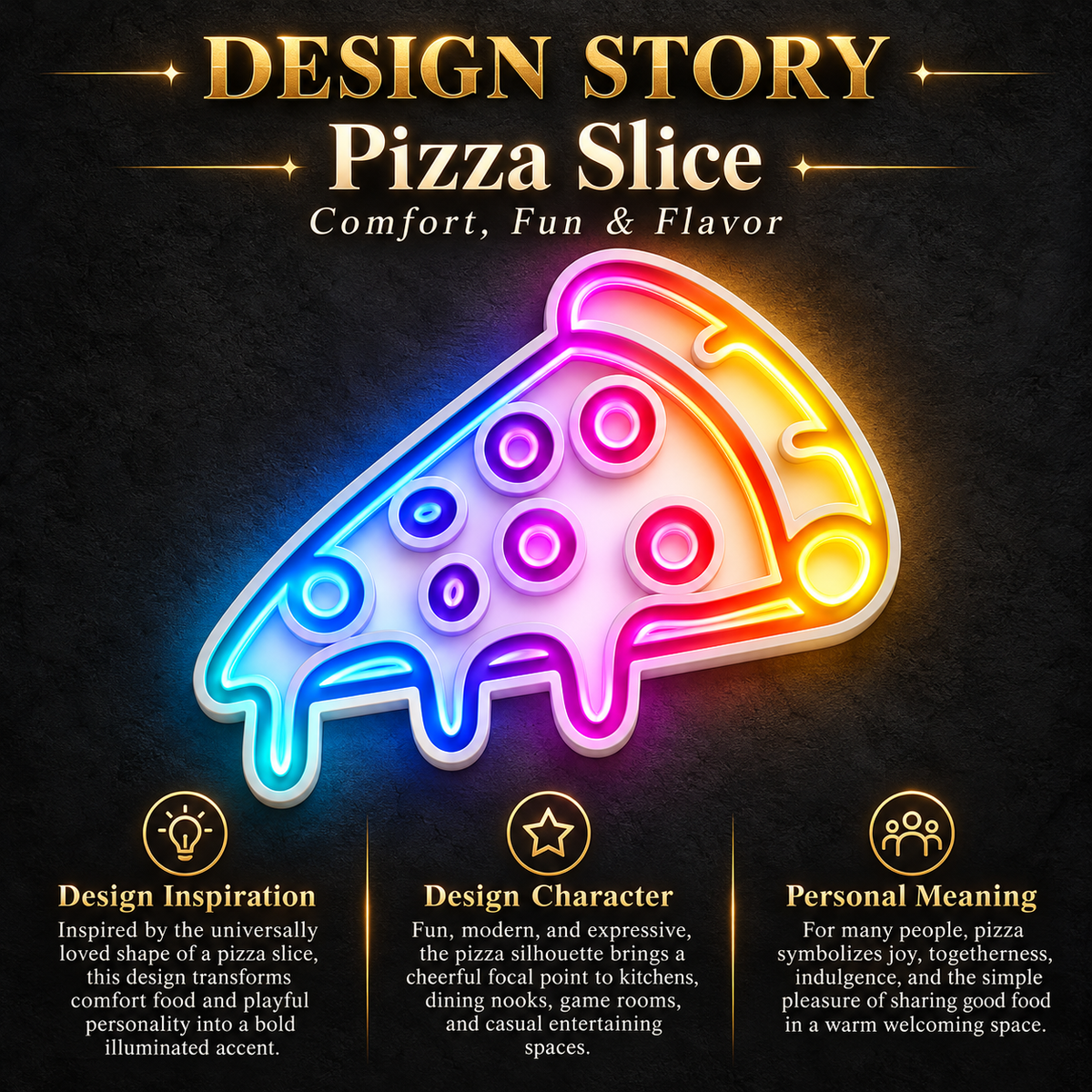Melting Pizza Slice RGB LED Wall Art — 24″ Wide