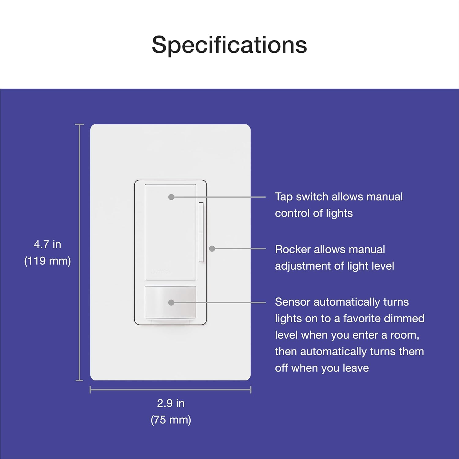 LED+ Motion Sensor Dimmer Switch (Lutron)