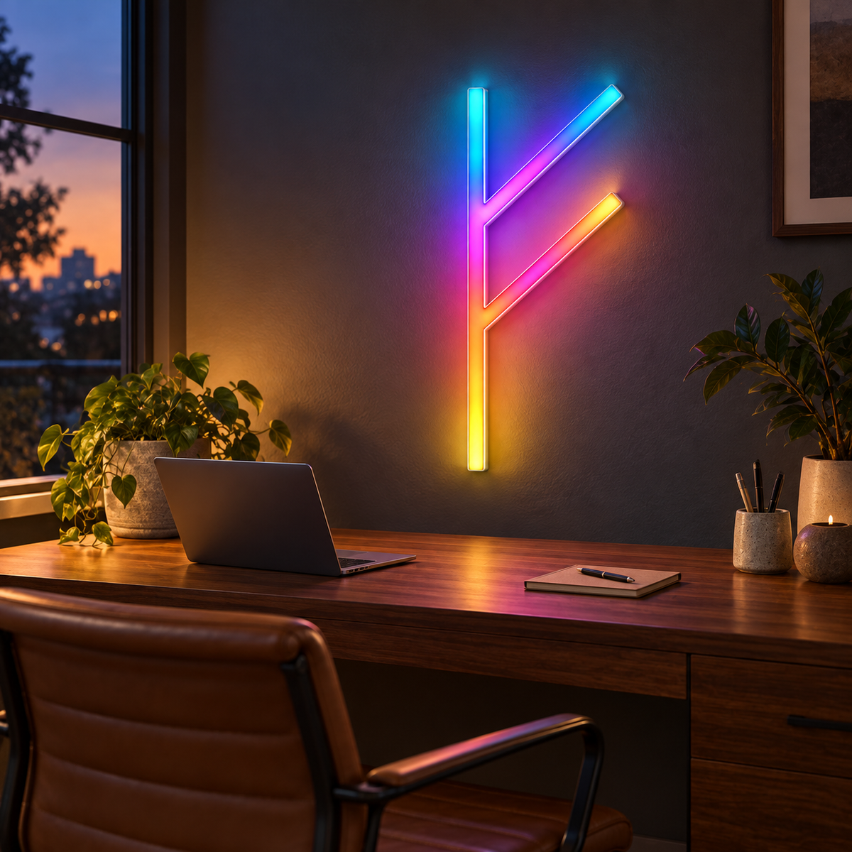 Fehu Rune RGB LED Wall Light – 24″