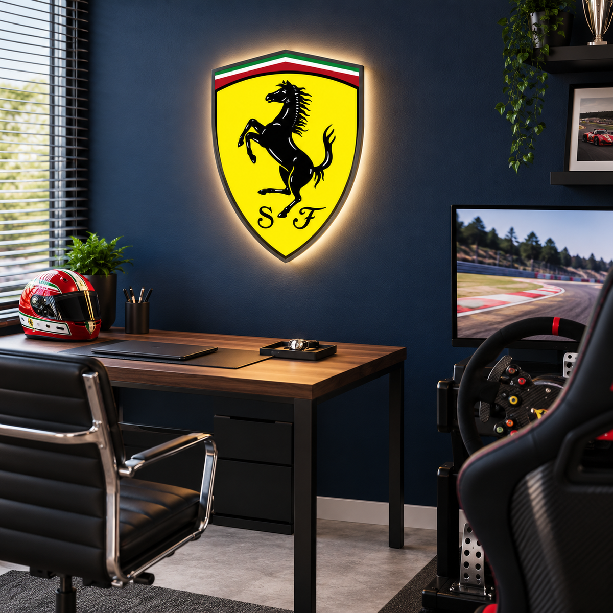 18″ Ferrari Shield LED Wall Sign – Face & Side Lit