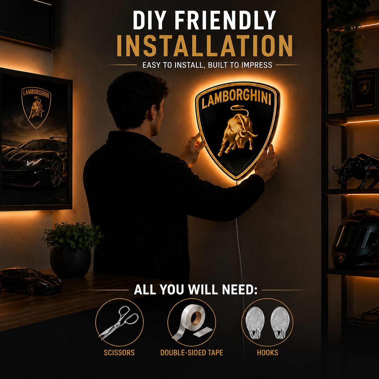 Premium LED Wall Sign | Luxury Automotive Inspired Wall Decor