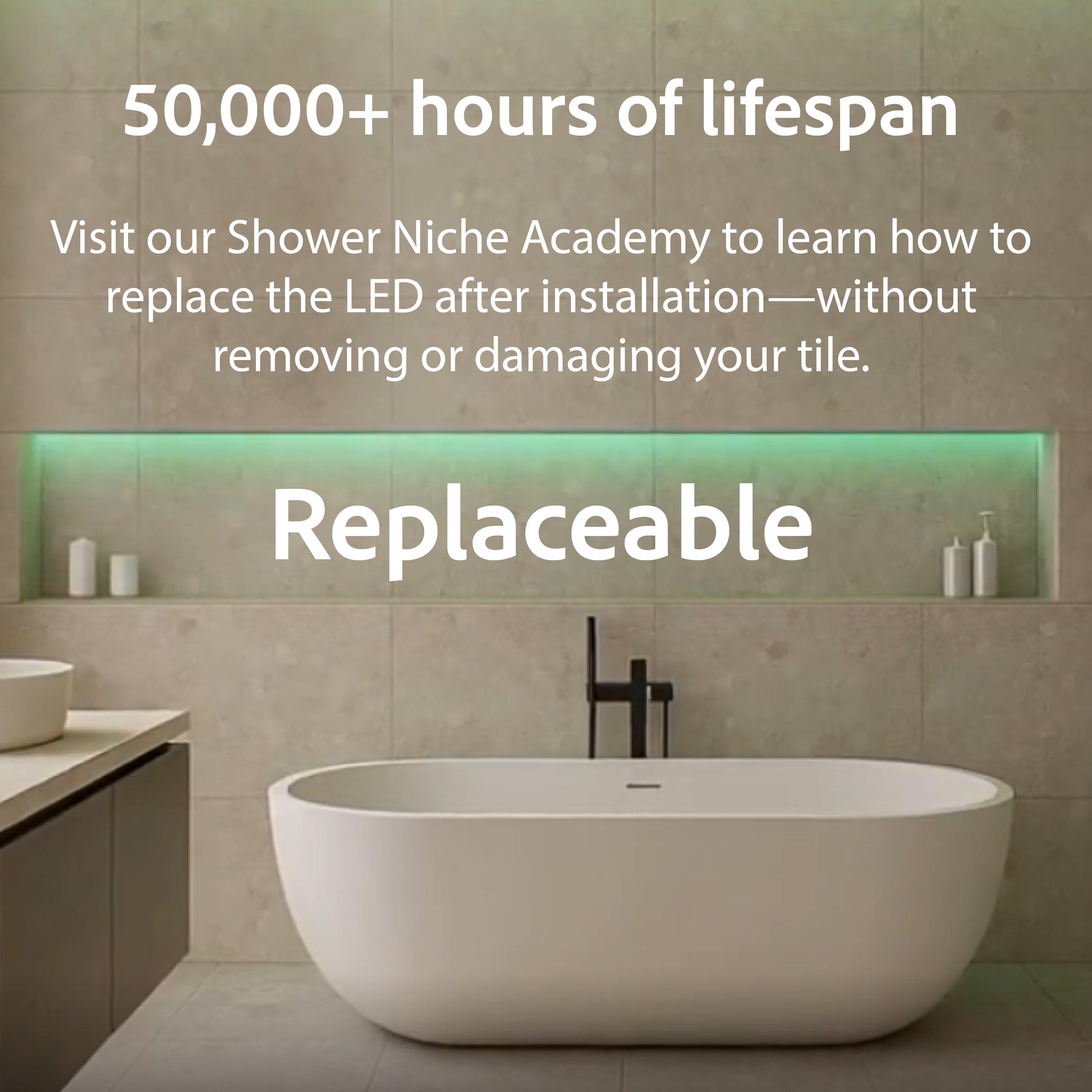 6000K Daylight - Shower Niche Lighting Installation Kit – Made to Order