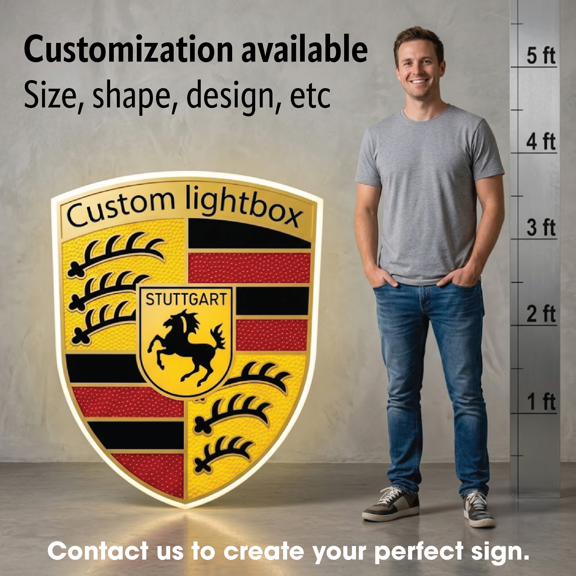 Porsche LED Lightbox Sign – Custom Illuminated Wall Decor