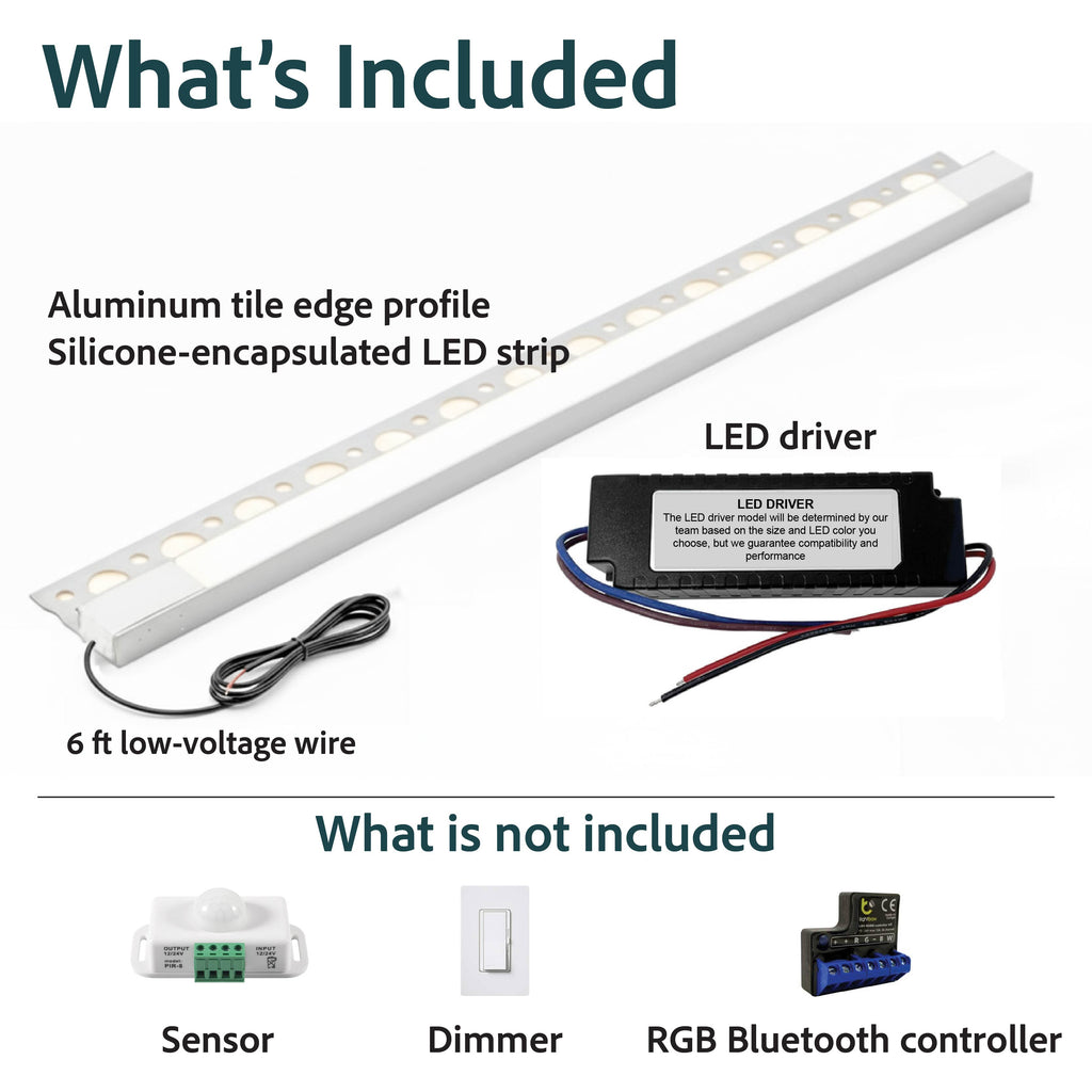 6000K Daylight - Shower Niche Lighting Installation Kit – Made to Order