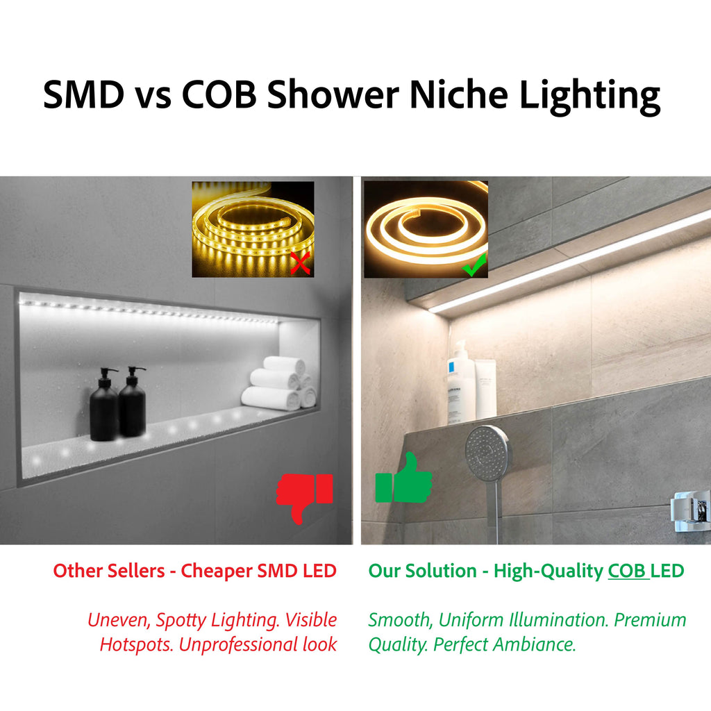 6000K Daylight - Shower Niche Lighting Installation Kit – Made to Order