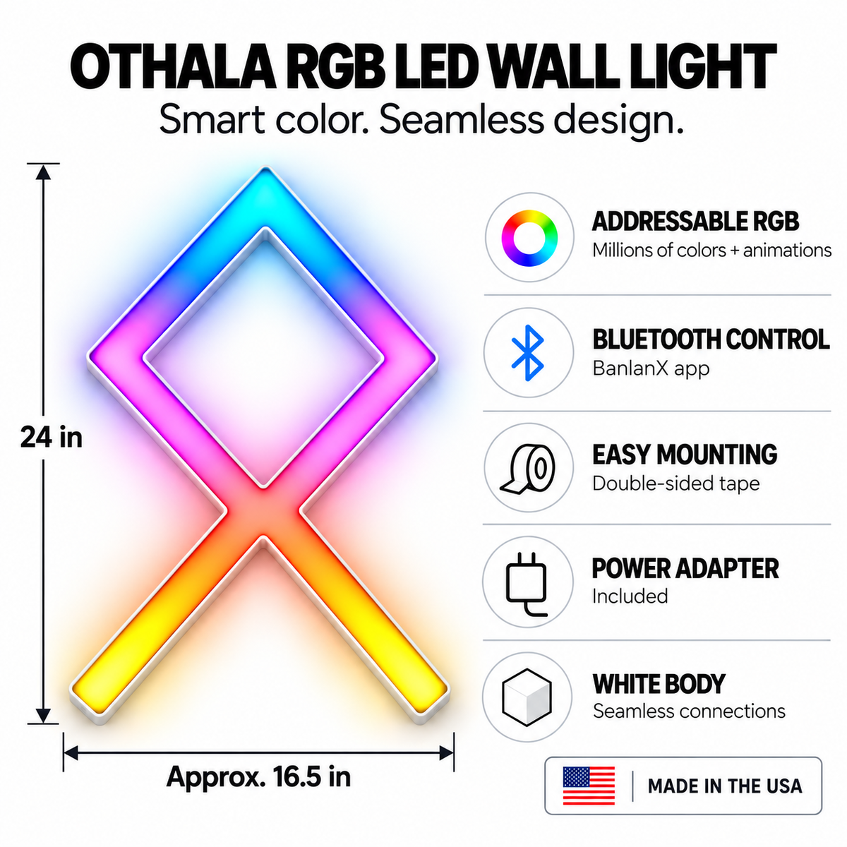 Othala Rune RGB LED Wall Light — 24″