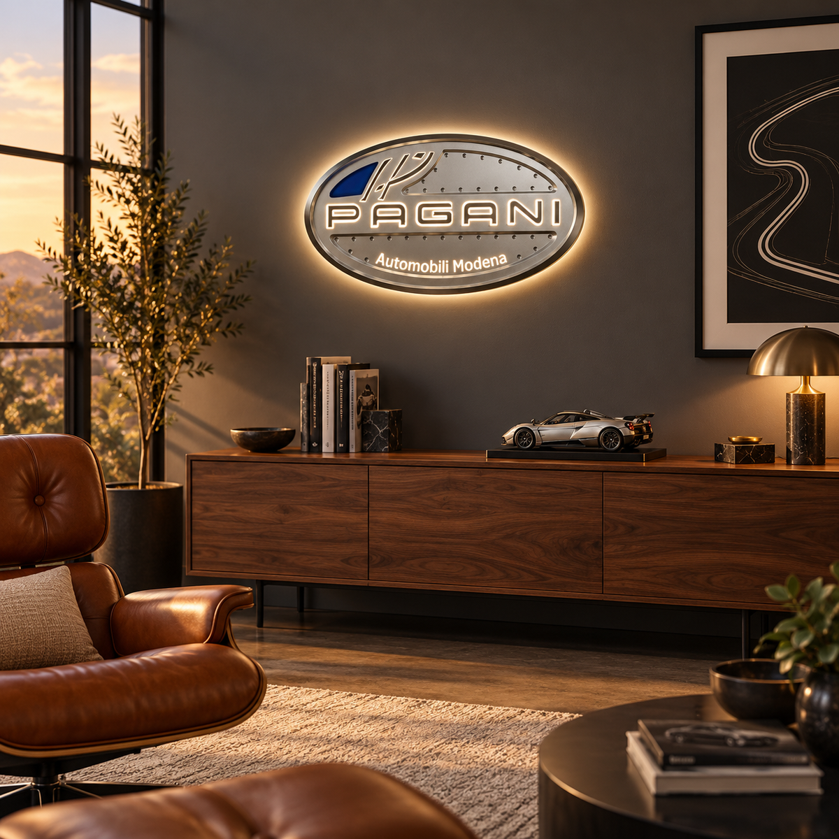 18″ Pagani Oval LED Wall Sign – Face & Side Lit