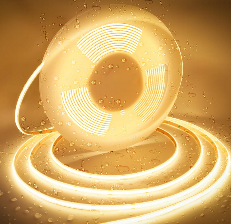 32.8ft COB LED Strip Light IP68 Waterproof 3000K Warm White 24V Dimmable High Density 6000LM+ LED Tape (No Power Supply)