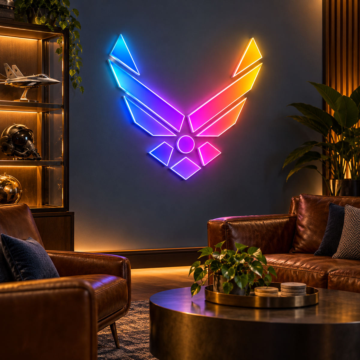 Air Force Wings Emblem RGB LED Wall Art — Approx. 27″